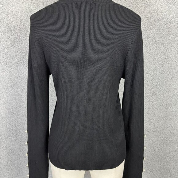 Hooked up by Iot  Juniors' Turtleneck Sweater faux pearl trims Black XL NWT's - Picture 4 of 8